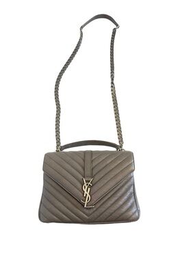 Saint Laurent YSL College Chevron Quilted Leather Crossbody Bag